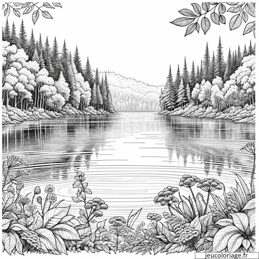 Coloriage lac tranquille