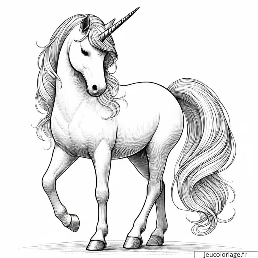 Coloriage licorne majestueuse
