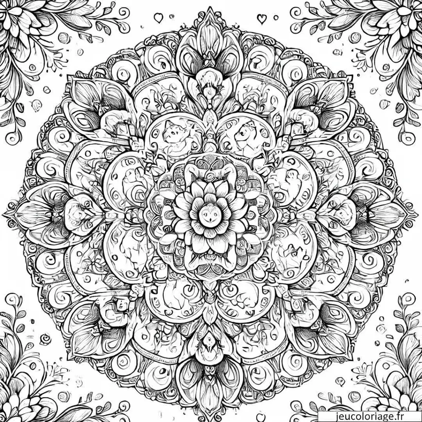 Coloriage mandala Disney personnage élégant