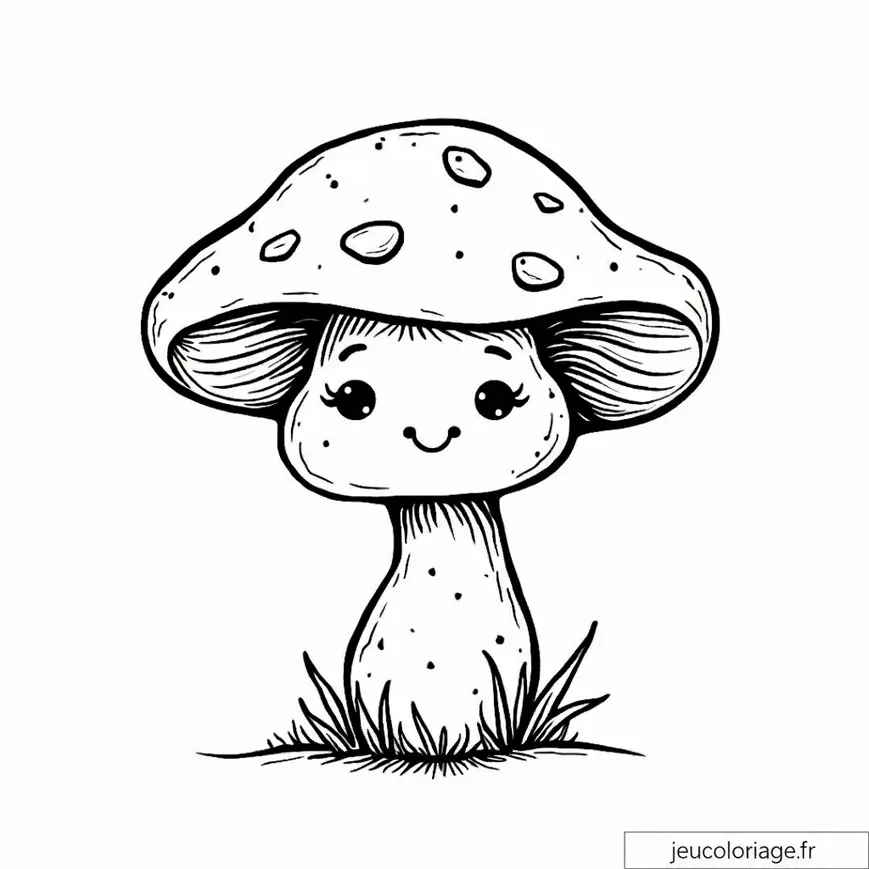 Coloriage mignon d&rsquo;un champignon souriant pour enfants