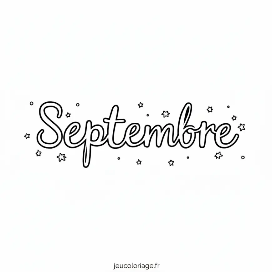 Coloriage septembre avec étoiles, mois à colorier amusant