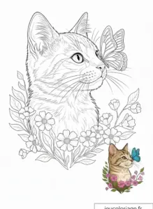 Coloriage Chat avec modèle