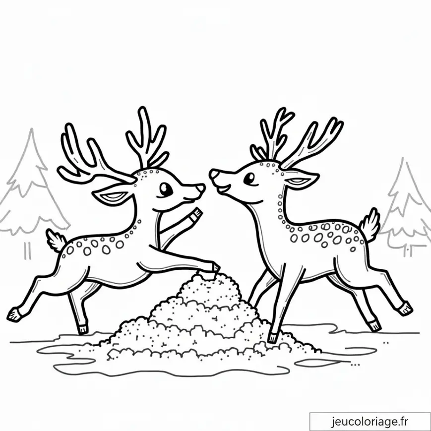 Jeux d&rsquo;hiver : Faons joyeux en forêt