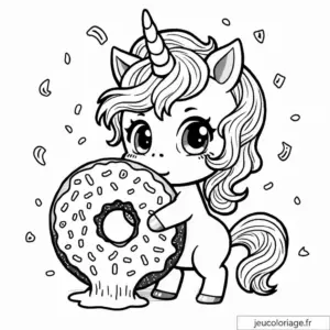Coloriage Licorne Kawaii facile